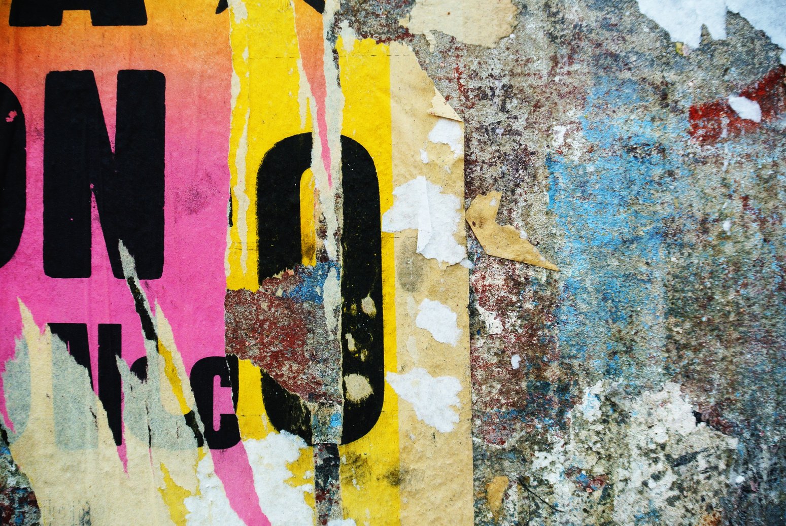 Random Collage Texture Banner on Eroded Wall